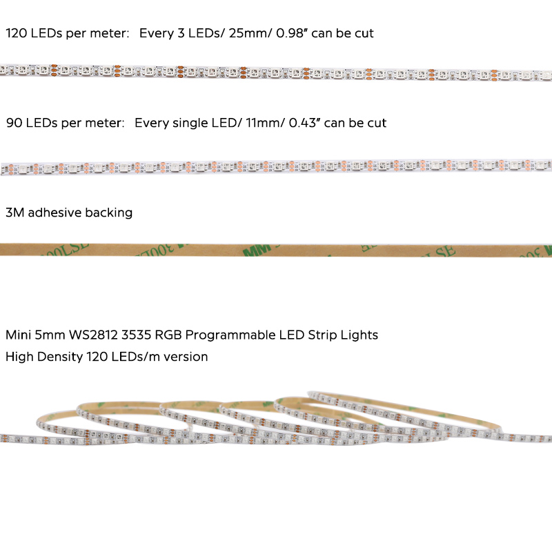 Mini 5mm WS2812 3535 RGB LED Strip Lights Addressable Mini 5mm WS2812 3535 RGB LED Strip Lights Addressable
